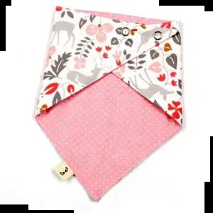 국내제작 순면 양면스카프 핑크사슴 턱받이 스카프빕