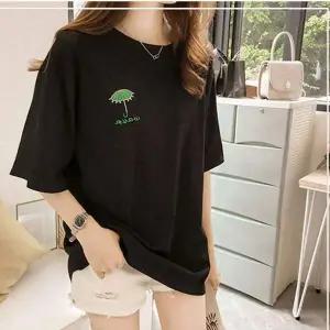 여성 BZ92OF54 여름 우산 자수 심플 반팔티 베이직 반팔티셔츠