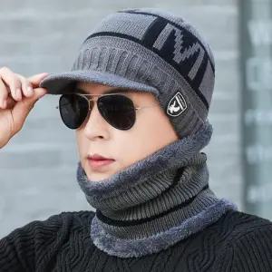 따뜻 융털 M 포인트 니트 남성 챙비니 넥워머 세트