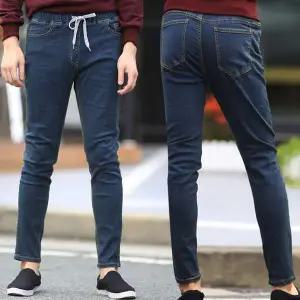 남성 VH055328 때청색 빅사이즈 허리밴딩 끈스판 캐쥬얼 청바지