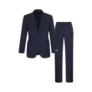 [오스틴리드]네이비 체크 실크 혼방 스트레치 수트 셋업-A1CX2210854B_A1XI2210828B