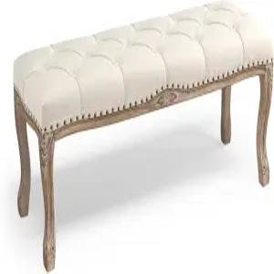 코지맨 침실 벤치 프렌치 빈티지 터프트 현관 45.2인치 나무 다리가 있는 덮개가 침대 끝 거실용 리넨