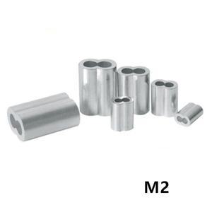 크림핑 와이어 로프 케이블 클램프용 알루미늄 타원형 이중 구멍 페룰 2mm M2 슬리브 8 개 모양 500