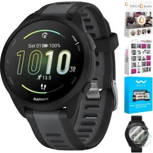 Garmin 010-02863-20 포러너 165 스마트 스포츠 워치 블랙 + 슬레이트 그레이 미국 공식 파트너 모델 데코
