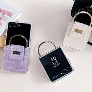 갤럭시z플립7 휴대폰 케이스 가죽 핸드링 플립7 갤럭시z플립7 케이스 악어