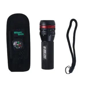 LED 줌기능 손전등 140루멘 라이트 나침반 케이스휴대용 고급 캠핑용 간편 후레쉬 야전용 건전지