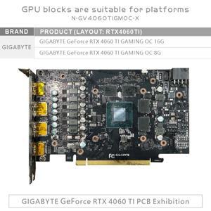 비크스키 GPU 블록 기가바이트 RTX 4060TI 게이밍 OC 16G / 8G 비디오 카드 수냉식 도톰한 구리판