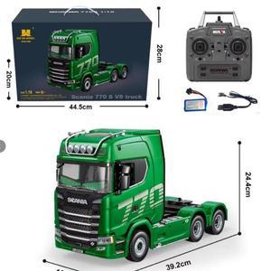 후이나 1/18 스케일 19채널 RC 트럭 770s 스카니아 합금 트랙터 리모컨 엔지니어링 트레일러 장난감 라이트