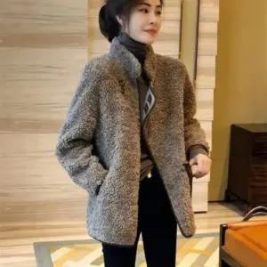 뽀글이점퍼 여성 코트 털잠바 하이넥 후리스 카키 M