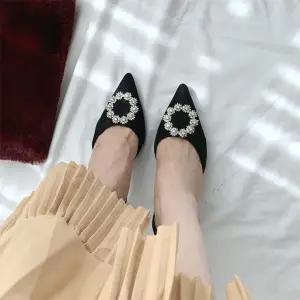 진주장식 포인트 우아한 감각 슬링백 하이힐 5FWY