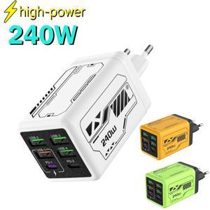 240W 초고속 6포트 USB C PD 충전기 QC 3.0 벽면 어댑터 (아이폰 호환 삼성 호환  호환 화웨이 호환 원플러