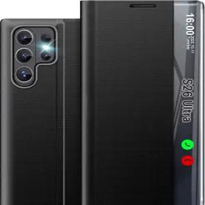 삼성 S26 울트라 5G 케이스용 휴대폰 케이스 킥스탠드가 있는 클리어 뷰 윈도우 슬림 미러 갤럭시 펀다용