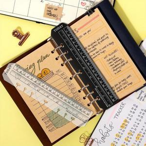 4세트 A5 크기 스냅 바인더 페이지 마커 - 내구성이 뛰어난 플라스틱 북마크 눈금자 6홀 노트북호환  검정