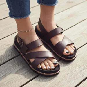 버클 스트랩 쿠션 가죽 남성 여름 샌들 슬리퍼 신발