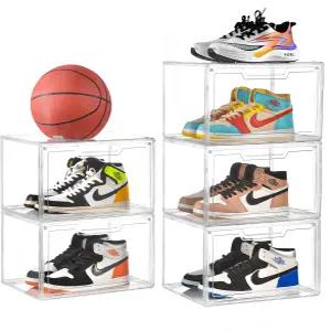 KOKOIN 마그네틱 아크릴 클리어 슈즈 박스 - 360° 투명 스태커블 스니커즈 보관 및 정리함 전문 신발 진열