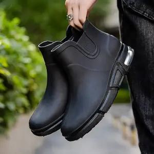 슬립온 레인슈즈 남성 방수 투명굽 트렌디 부츠 mct9+6gzw