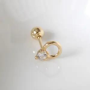 이너컨츠피어싱 GOLD 큐빅 라운드 링 베이직 골드 금 피어싱 14K