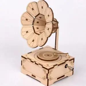 diy 뮤직박스 조립식 오르골 레트로 나무 뮤직박스 어린이 장난감 장식품 창의력 공예품 만들기 키트 음악