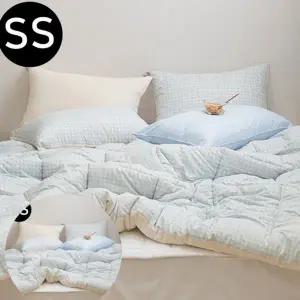 싱글 차렵 이불 먼지없는 마이크로 사계절 슈퍼 싱글 이불 침구 체크 커버 베개