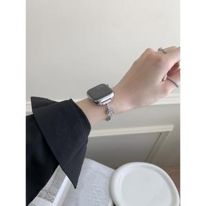 패션 블링 메탈 팔찌 링크 애플워치 밴드 여성용 시리즈 11/8/7/6/10/9 스트랩 46mm 40mm 45mm 44mm 42mm 38mm 41mm