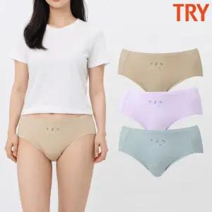 트라이 국산 베라 여성면팬티 60수 면스판 데일리 삼각 3매입 세트