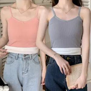 겨울 따뜻한 기모 안감 끈 브이넥 여자 나시 민소매티