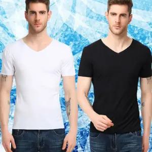 남성 2색 아이스 실크 쿨가이 데일리 반팔 티셔츠 gug5+6EFd