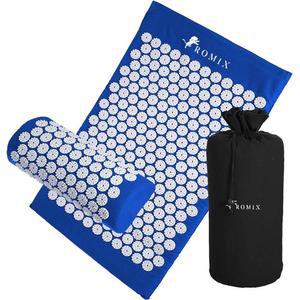 ROMIX 지압 매트 및 베개 세트, 요통, 목, 어깨 , 스트레스 감소, 웰니스 테라피, 남녀용 캐리어 백이 포함된 쿠션