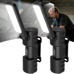 마그네틱 베이스가 있는 충전식 5000lm LED 작업용 조명 바비큐 그릴 액세서리 2개, 자동차 수리, 비상, 캠핑, 야외 및 정비 도구를 위한 180 회전 정비용