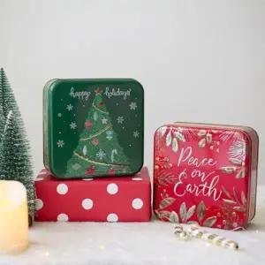 직사각형 크리스마스 틴케이스 장식틴 틴박스 소품 정리함 수납함 다용도