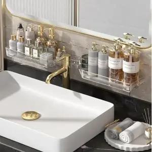 코너 무타공 욕실 선반 접착식 인테리어 욕실 선반 수납 정리대