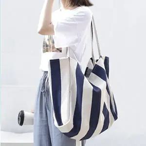 여자크로스백 빅사이즈 스트라이프 숄더 에코백 캔버스 대용량 가방