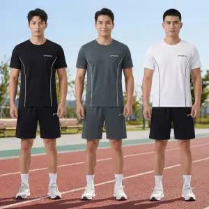 운동복 세트 반팔 가벼운 남성 트레이닝복 쿨링 반팔 상하의 남성 운동복 세트 여름 상의