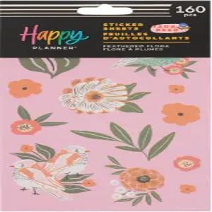 달력 저널 프로젝트용 해피 플래너 10매 스티커 팩 스크랩북 액세서리 깃털이 달린 플로라