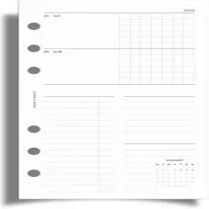 천 및 종이 2026 날짜 주간 플래너 삽입물 - 월요일 시작 개인 사이즈 3.75 x 6.75 링 리필 수평 레이아웃