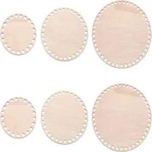 PATIKIL 4 /6 /8 직경의 코바늘 바구니 바닥 DIY 공예 직조 제작을 위한 나무 받침대 6개 원형 빈 뜨개질