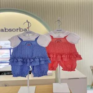 [압소바] 26SS블룸 프릴 상하복(블루 빨강)2벌 쌍둥이세트 (A3A1321210)