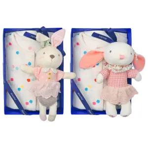 갤러리아 (쌍둥이출산,백일)엘리샤슬림반소바디슈트두벌+토끼딸랑이두개