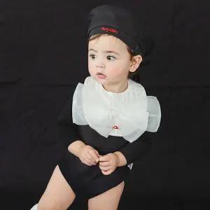 [베이비블리]D26404 빅리본 바디수트 + 턱받이 빕 세트