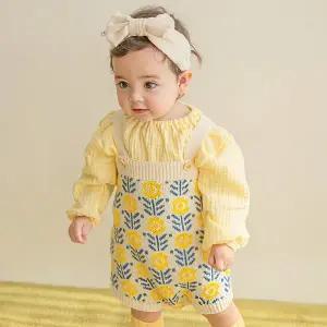 [베이비블리]D26401 플로럴 니트 롬퍼 바디슈트