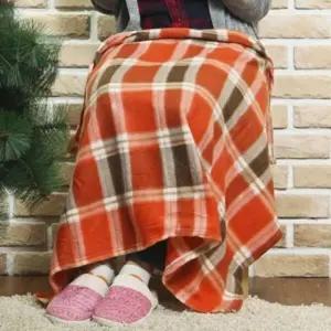 포근한 오렌지 윈터 기모 무릎담요(110cm) 따뜻 보온