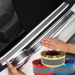 자동차 문틀 보호 고무 스트립 탄소 섬유 스크래치 방지 자동차 문턱 보호 범퍼 필름 스티커 링