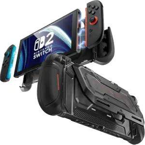 플립 스탠드가 있는 닌텐도 스위치 2 케이스용 뭄바 도킹 가능 [타이탄] 인체공학적 그립 보호 커버 게임