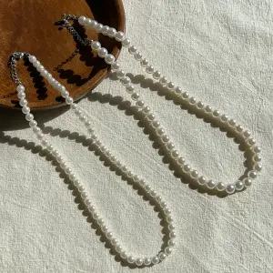 [핑크시슬리] 클리어 심플 진주 목걸이 2종 택1