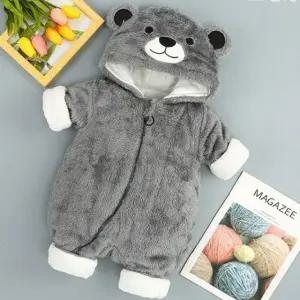 아기곰돌이우주복 신생아후리스우주복 방한 애기곰돌이옷