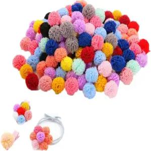 ArRerr 100 팩 1/2 인치 모듬 폼폼 메쉬 레이스 부케 작은 공예 DIY 프로젝트 헤어 타이 폼 클립 헤어핀