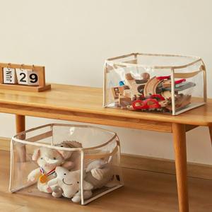 투명 장난감 수납 바구니 가정용  인형 블록 정리함 플라스틱 재질 가족용