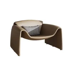 심플 디자이너 1인용 의자 라운지체어 천연가죽 포인트