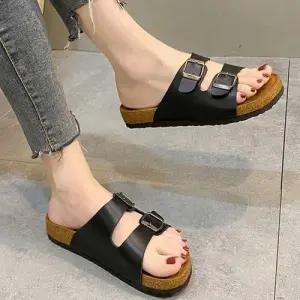 더블 스트랩 레더 가죽 버클 클래식 여름 캐주얼 신발 WE530C9