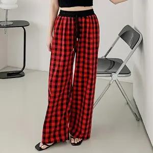 [유야]여성 배색 체크 잠옷바지 SHP0015 봄 여름